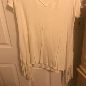 White dress shirt with frayed bottom